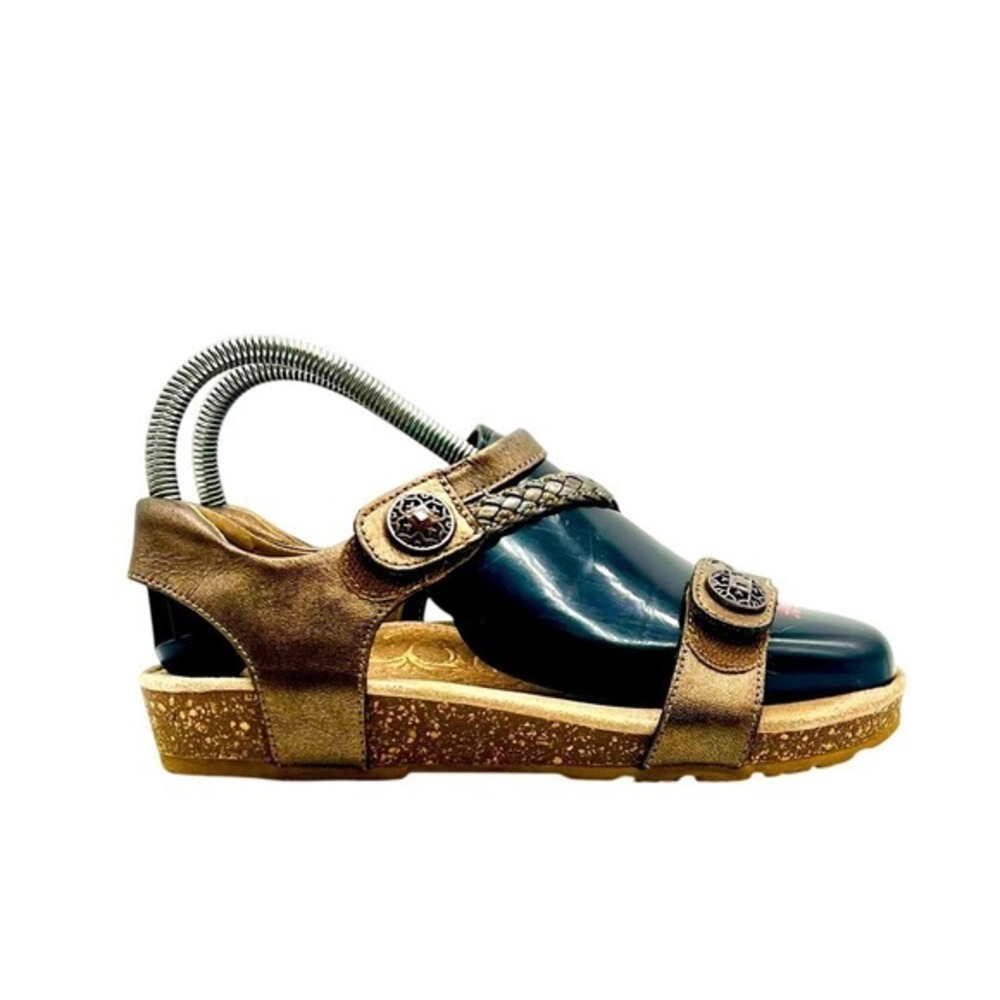 Aetrex Jillian Bronze Metallic Leather Braided Strappy Comfort Sandals 6 EU36‎